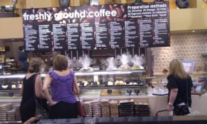 Photo of a menu board at a fast food restaurant.