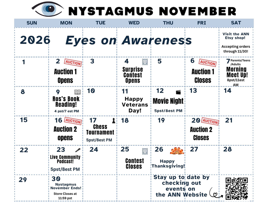 Nystagmus November calendar